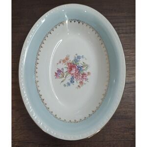 Homer Laughlin Eggshell Georgian Marilyn Blue Oval Serving Bowl 9.25" USA